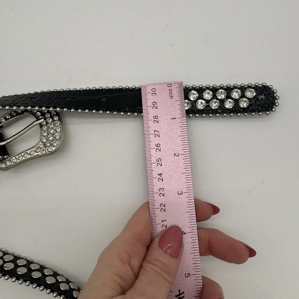 B.B. Simon Crystal Rhinestone‎ Studded Belt Women's Medium Western Bling Cowgirl